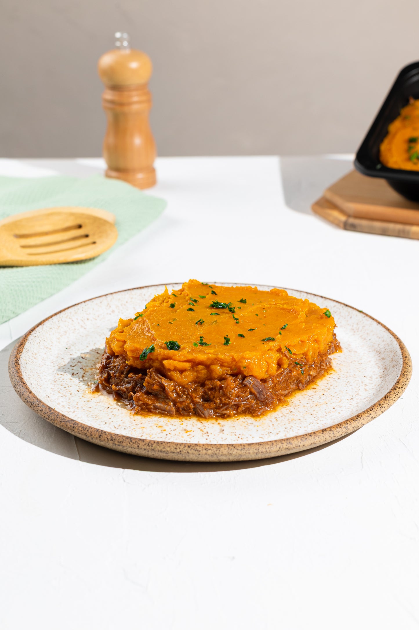 Escondidinho de abobora cabotiá com carne desfiada