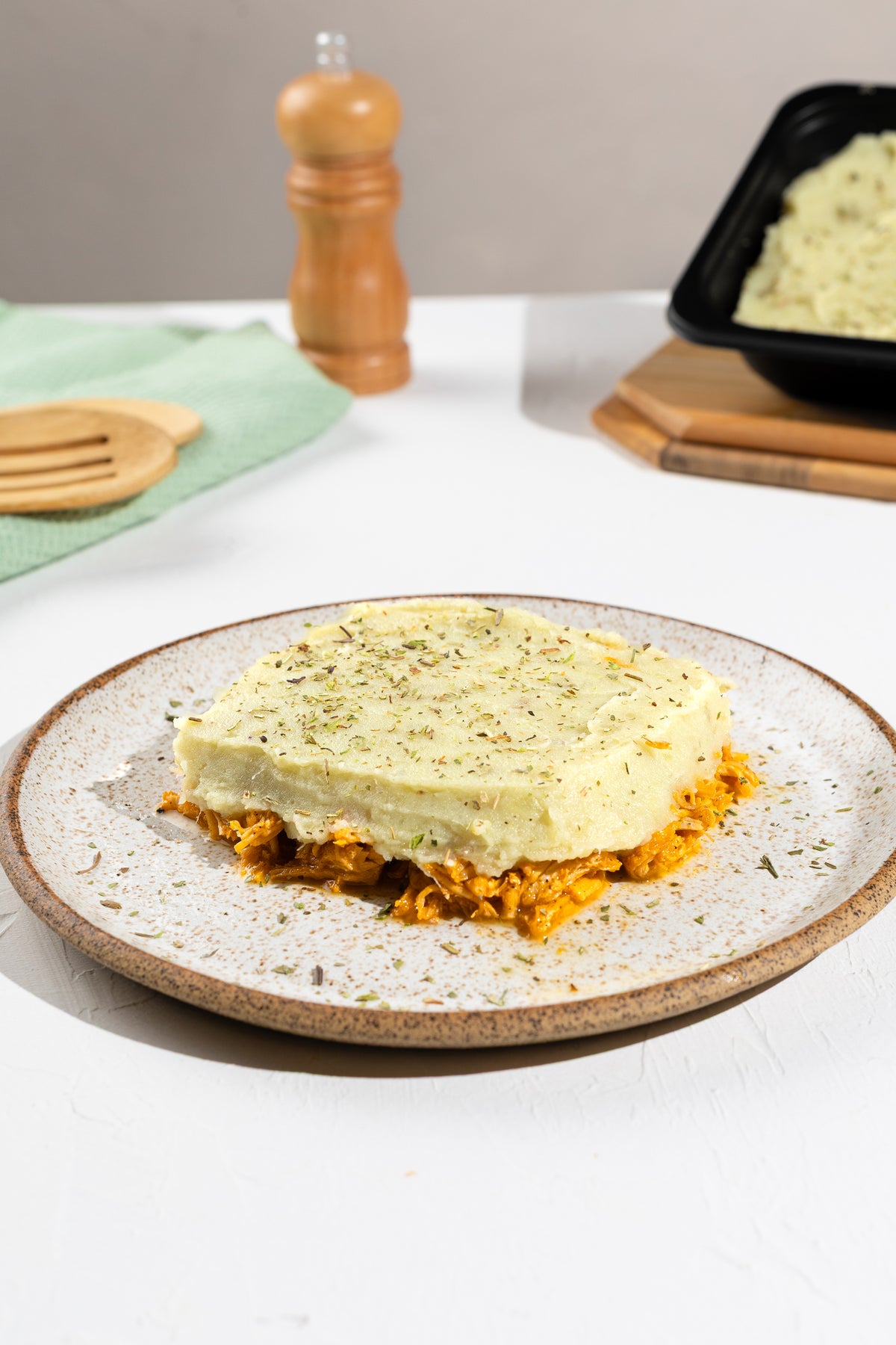 Escondidinho de batata doce com frango desfiado