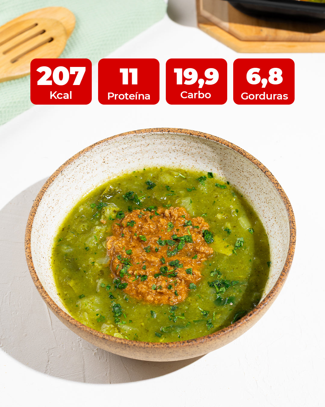 Caldo verde com carne moída