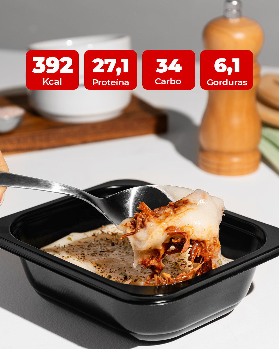 Escondidinho de aipim com carne desfiada