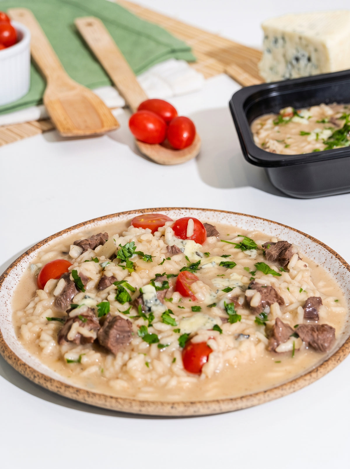 Risoto de filé mignon com gorgonzola